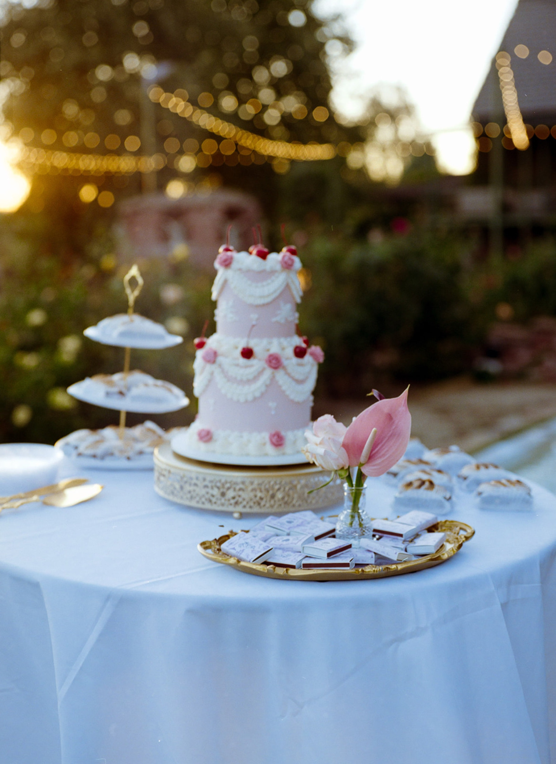 cute vintage cherry wedding cake